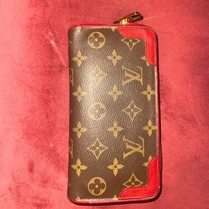 Louis Vuitton Zippy Wallet Retiro (red, brown, tan, gold)